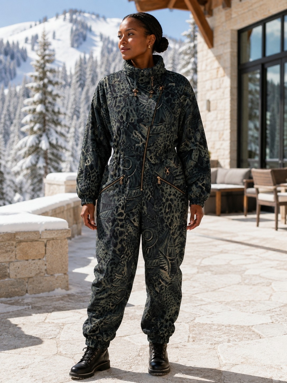 Vintage Steinebronn Sportcouture 80s 90s Leopard Print Ski Suit Austria M